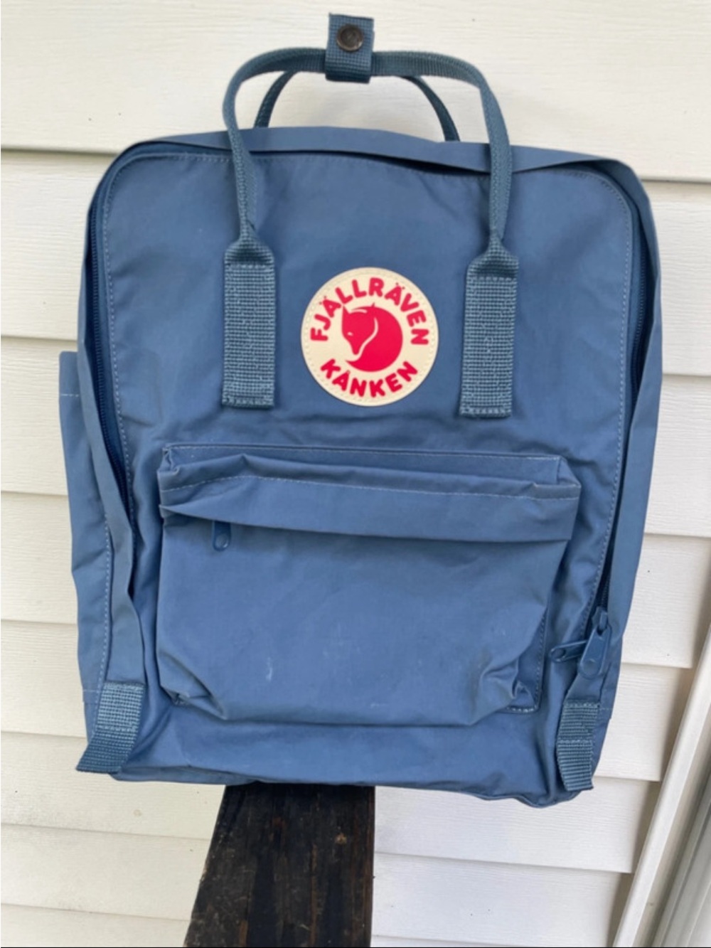 Fjallraven Kanken Backpack in Slate Blue with Red Logo
